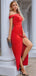 Elegant One Shoulder Mermaid Side Slit Satin Red Bridesmaid Dresses Online, BG782