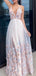 Elegant Spaghetti Straps V-neck A-line Tulle Long Prom Dress Online, OL256
