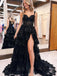 Elegant Spaghetti Straps A-line Side Slit Tulle Prom Dress Online, OL239