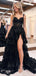 Elegant Spaghetti Straps A-line Side Slit Tulle Prom Dress Online, OL239