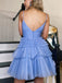 Gorgeous Spaghetti Straps A-line V-neck Short Homecoming Dresses Online, HD0724