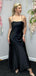 Elegant Spaghetti Straps Mermaid Satin Black Bridesmaid Dresses Online, BG783