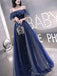 Elegant Off the Shoulder A-line Tulle Long Evening Prom Dress Online, OL197