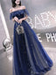 Elegant Off the Shoulder A-line Tulle Long Evening Prom Dress Online, OL197