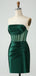 Elegant Straight Neck Dark Green Mermaid Satin Short Homecoming Dresses Online, HD0758