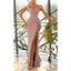 Elegant Off Shoulder Mermaid Side Slit Jersey Long Bridesmaid Dresses Online, BG659