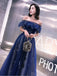 Elegant Off the Shoulder A-line Tulle Long Evening Prom Dress Online, OL197