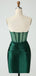 Elegant Straight Neck Dark Green Mermaid Satin Short Homecoming Dresses Online, HD0758