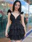 Elegant V-neck A-line Black Short Homecoming Dresses Online, HD0765