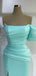 Elegant Off Shoulder Mermaid Side Slit Satin Long Bridesmaid Dresses Online, BG614