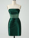 Elegant Straight Neck Dark Green Mermaid Satin Short Homecoming Dresses Online, HD0758