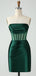 Elegant Straight Neck Dark Green Mermaid Satin Short Homecoming Dresses Online, HD0758