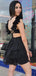 Elegant V-neck A-line Black Short Homecoming Dresses Online, HD0765