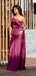 Simple One Shoulder Mermaid Fuchsia Satin Bridesmaid Dresses Online, BG424