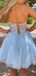 Elegant V-neck A-line Tulle Applique Short Homecoming Dresses Online, HD0655