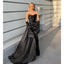 Elegant V-neck Mermaid Side Slit Satin Black Long Bridesmaid Dresses Online, BG818