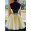 Elegant Halter Lemon A-line Applique Tulle Short Homecoming Dresses Online, HD0680