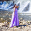 Elegant One Shoulder A-line Lilac Long Satin Bridesmaid Dresses Online, BG455