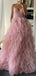 Gorgeous Spaghetti Straps V-neck A-line Tulle Long Prom Dress Online, OL266