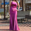 Simple One Shoulder Mermaid Fuchsia Satin Bridesmaid Dresses Online, BG424