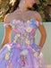 Gorgeous Flower Off the Shoulder A-line Tulle Long Evening Prom Dress Online, OL198
