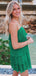 Elegant Spaghetti Straps A-line Jersey Green Short Homecoming Dresses Online, HD0744