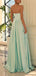 Elegant V-neck A-line Side Slit Satin Long Bridesmaid Dresses Online, BG660