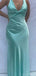 Elegant V-neck Sleeveless Column Mint Green Long Evening Prom Dress Online, OL159