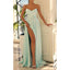 Elegant V-neck A-line Side Slit Satin Long Bridesmaid Dresses Online, BG660