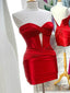 Elegant Sweetheart Mermaid Satin Red Short Homecoming Dresses Online, HD0745