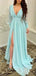 Elegant Chiffon Deep V-neck Long Sleeves Side Slit Long Bridesmaid Dresses Online, BG617