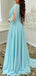 Elegant Chiffon Deep V-neck Long Sleeves Side Slit Long Bridesmaid Dresses Online, BG617