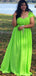 Simple Lime Green Straps A-line Chiffon Long Bridesmaid Dresses Online, BG425