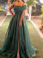 Elegant One Shoulder A-line Side Slit Organize Long Prom Dress Online, OL247