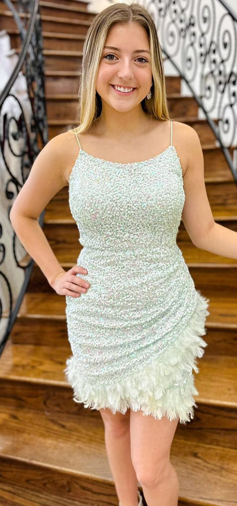 Elegant Spaghetti Straps Mermaid  Short Homecoming Dresses Online, HD0775