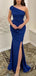 Elegant Satin One Shoulder Side Slit Long Bridesmaid Dresses Online, BG618