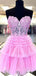 Elegant Sweetheart A-line Tulle Applique Pink Short Homecoming Dresses Online, HD0657