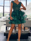 Elegant V-neck Sleeveless A-line Tulle Short Homecoming Dresses Online, HD0705