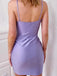 Elegant Spaghetti Straps V-neck Mermaid Satin Lilac Short Homecoming Dresses Online, HD0716