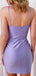 Elegant Spaghetti Straps V-neck Mermaid Satin Lilac Short Homecoming Dresses Online, HD0716