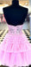 Elegant Sweetheart A-line Tulle Applique Pink Short Homecoming Dresses Online, HD0657