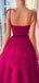 Elegant Spaghetti Straps A-line Tulle Fuchsia Long Prom Dress Online, OL250