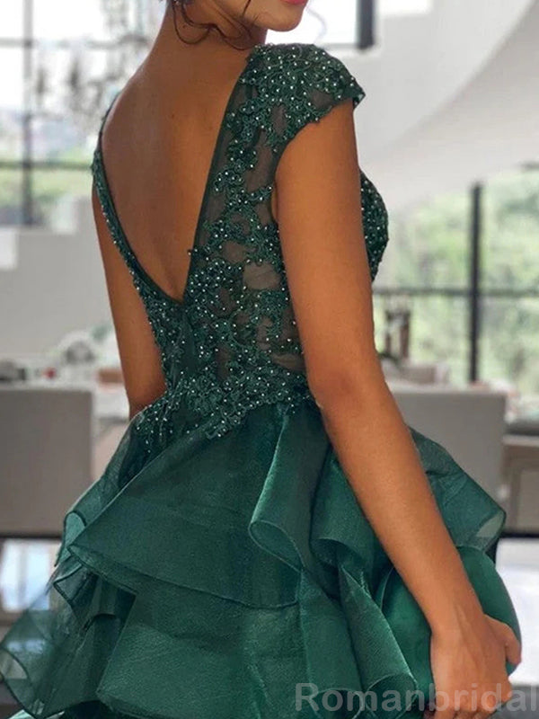 Elegant V-neck Sleeveless A-line Tulle Short Homecoming Dresses Online, HD0705