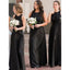 Elegant Halter A-line Sleeveless Satin Black Bridesmaid Dresses Online, BG787