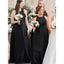 Elegant Halter A-line Sleeveless Satin Black Bridesmaid Dresses Online, BG787