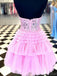 Elegant Sweetheart A-line Tulle Applique Pink Short Homecoming Dresses Online, HD0657