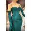 Elegant Satin Spaghetti Straps Mermaid Jade Long Bridesmaid Dresses with Trailing, BG639