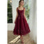 Elegant Straps Burgundy A-line Ankle Length Tulle Homecoming Dresses Online, HD0682