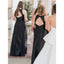 Elegant Halter A-line Sleeveless Satin Black Bridesmaid Dresses Online, BG787