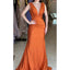 Elegant Satin Deep V-neck Mermaid Burnt Orange Long Bridesmaid Dresses Online, BG640